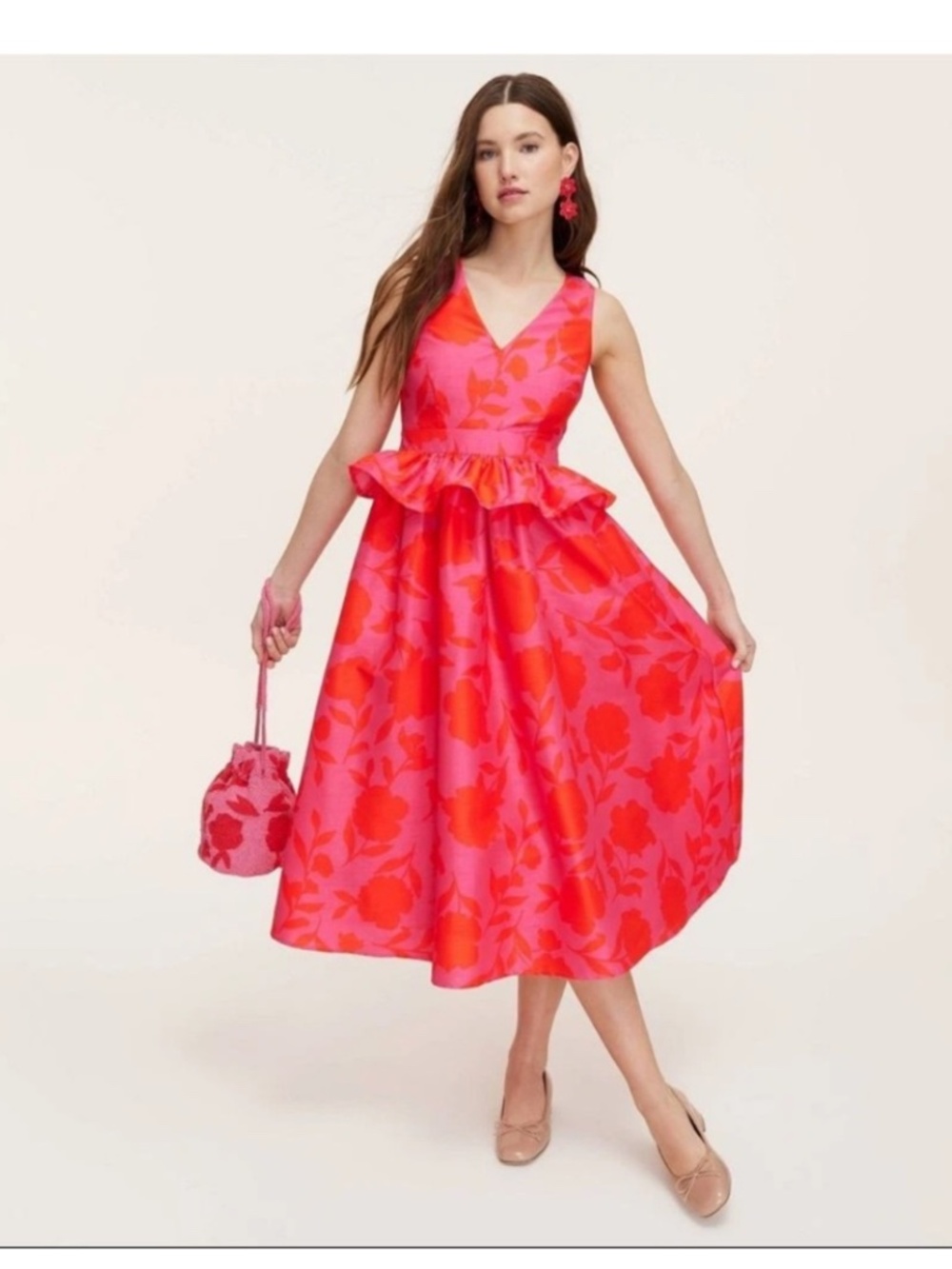 Kate spade target pink floral peplum midi dress size 6